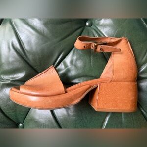 A.S. 98 Leather Block Heel Sandals with Ankle Strap